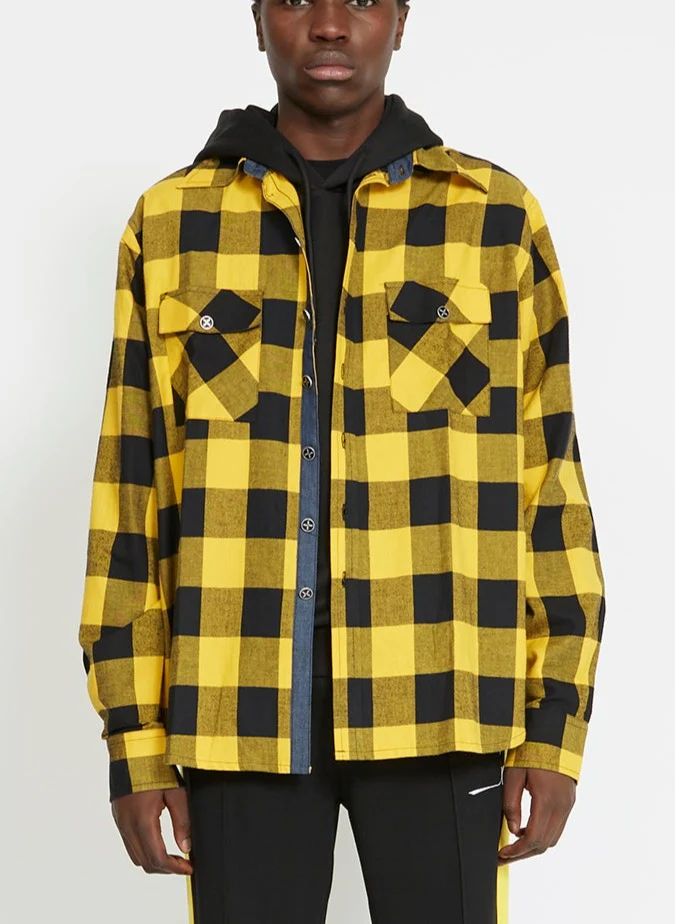 Camicia RICHMOND X in flanella nero/giallo - immagine 5