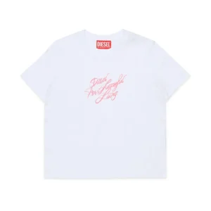 DIESELT-shirt con logo calligrafico bianca