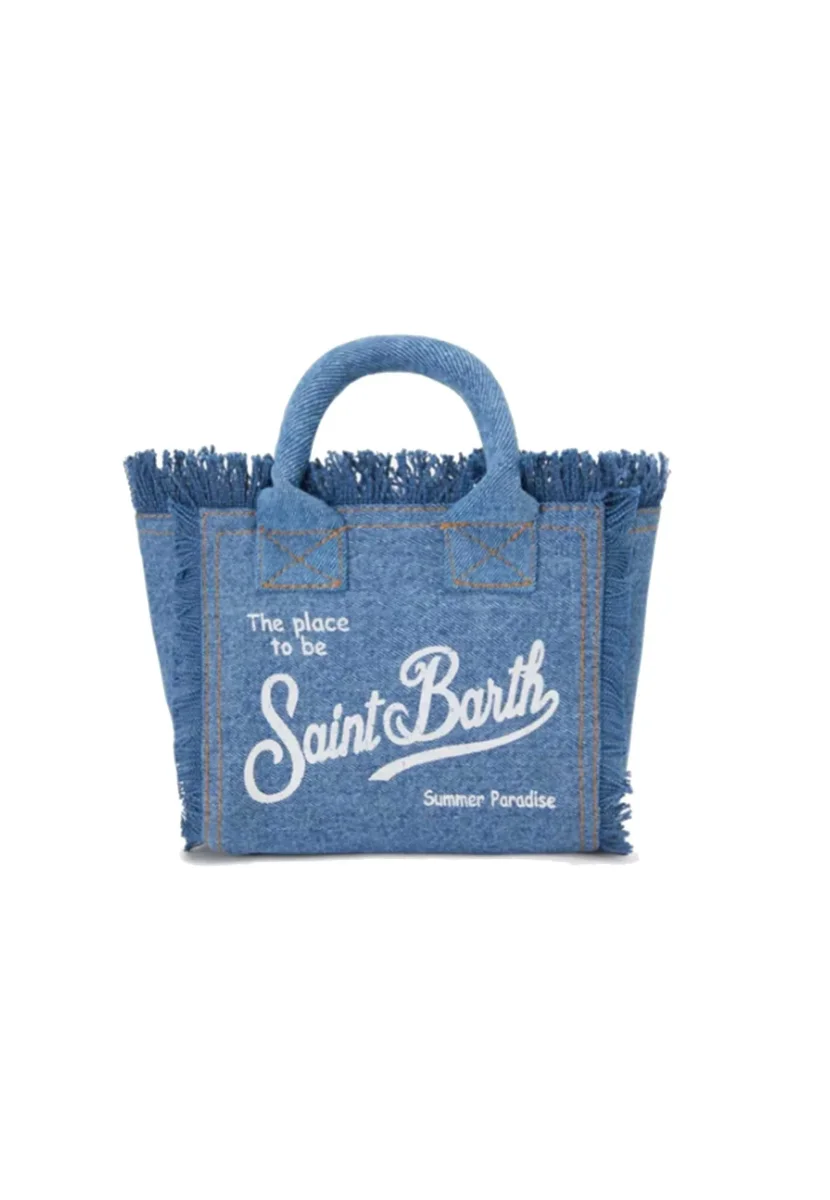 Mc2 saint barth Borsa Vanity Mini Denim Logo Bianco - immagine 2