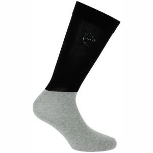 Calze Bicolor Con Logo Equitheme Nero/Grigio