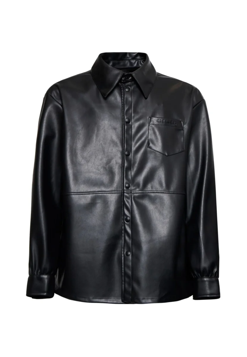 Camicia RICHMOND X in ecopelle con tasca nero